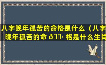 八字晚年孤苦的命格是什么（八字晚年孤苦的命 🌷 格是什么生肖）